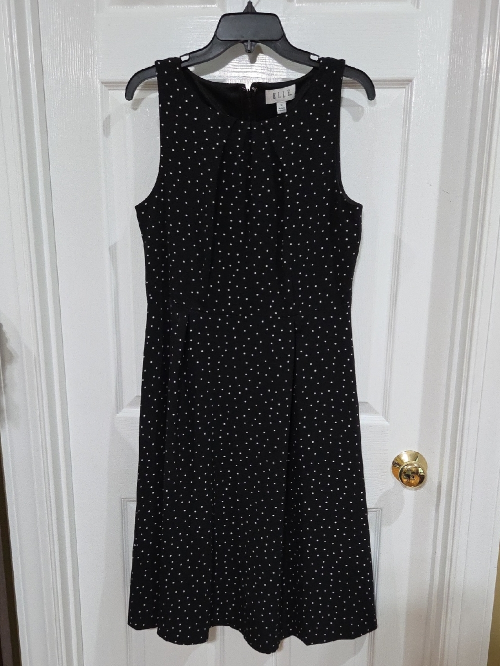 Elle Black and White Polka Dot Sleeveless Midi Dress
